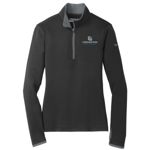 Ladies Nike Golf Ladies Dri FIT Stretch Half Zip Cover Up -- Black / Dark Grey