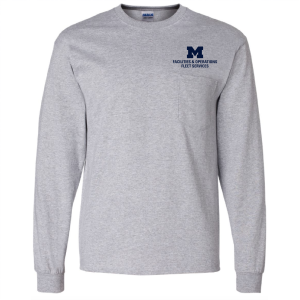 Men/Unisex Gildan Long Sleeve Pocket Tee -- Sport Grey, Fleet Services, $21