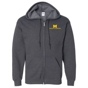 Men/Unisex Gildan Full Zip Hooded Sweatshirt -- Dark Heather, $40