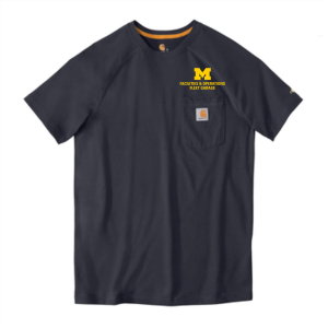 Men/Unisex Carhartt Force Cotton Delmont Short Sleeve T-Shirt -- Navy, Fleet Garage, $39