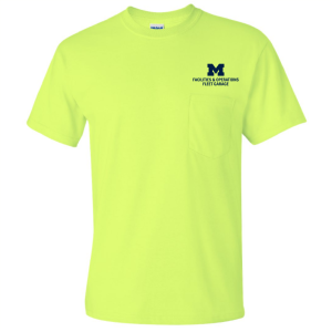Men/Unisex Gildan Ultra Cotton T-Shirt with Pocket -- Safety Green, Fleet Garage, $18