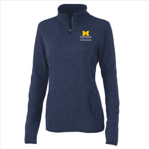 Ladies Charles River Heathered Fleece Pullover -- Navy Heather