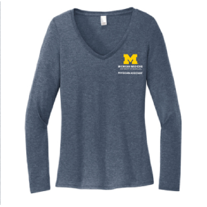 Ladies District Perfect Tri Long Sleeve V-Neck Tee -- Navy Frost