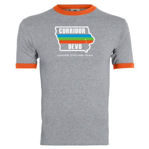 Augusta 50/50 Ringer T-shirt -- Athletic Heather / Orange