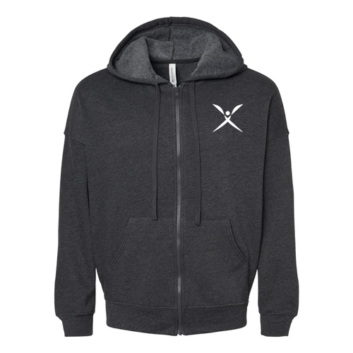 Bella+ Canvas Unisex Sponge Fleece Dtm Full-Zip Hooded Sweatshirt -- Dark Grey Heather