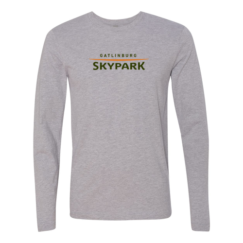 Gatlinburg Skypark Logo 1 Green & Orange Ink -- Long Sleeve Heather Grey