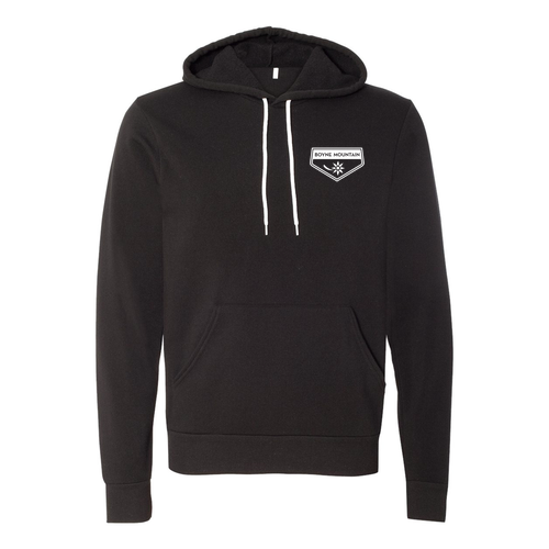 Boyne Mountain Logo 2 White Ink -- Pullover Hooded Sweatshirt Black