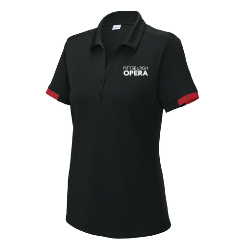 Sport-Tek Women’s Club Colorblock Polo -- Black / Deep Red