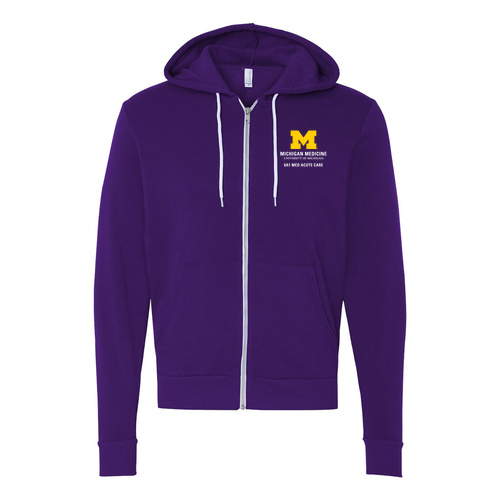Mens/Unisex Bella Canvas Full-Zip Hooded Sweatshirt -- Team Purple