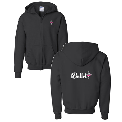Youth Gildan Full Zip Hooded Sweatshirt -- Black