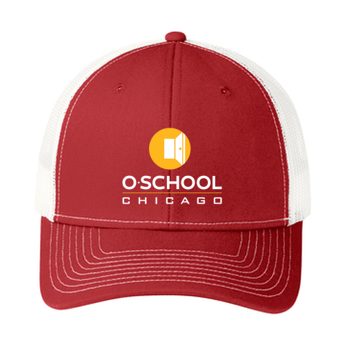 O-School Trucker Hat -- Flame Red / White
