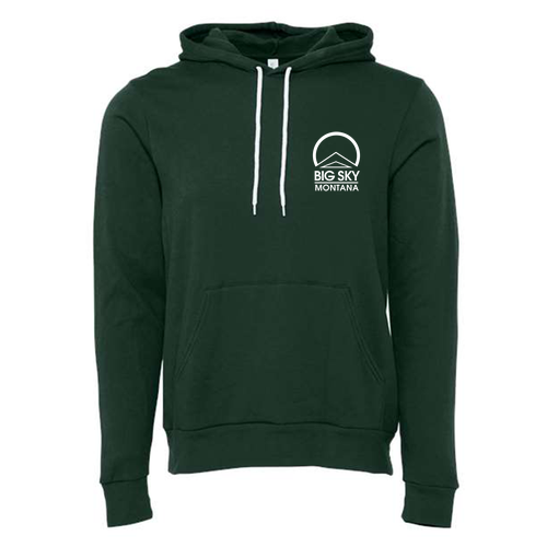 Big Sky Montana Logo 2 White Ink -- Pullover Hooded Sweatshirt Forest