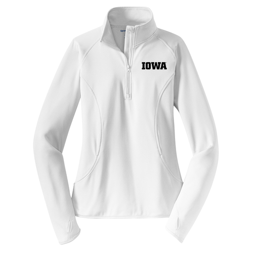Embroidered Sport Tek Ladies Sport Wick Stretch Half Zip Pullover -- White