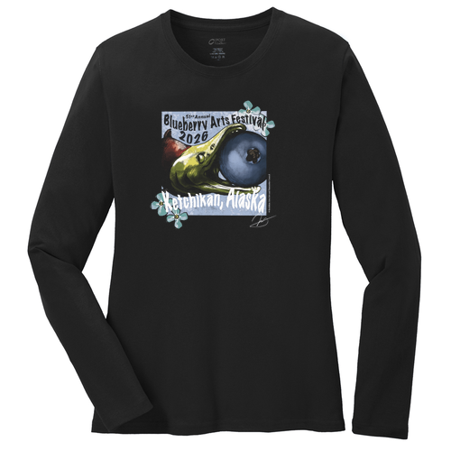 Port and Company Ladies Long Sleeve 5.4oz T Shirt -- Jet Black