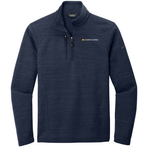 Mens/Unisex Eddie Bauer Sweater Fleece Quarter-Zip -- River Blue Navy Heather