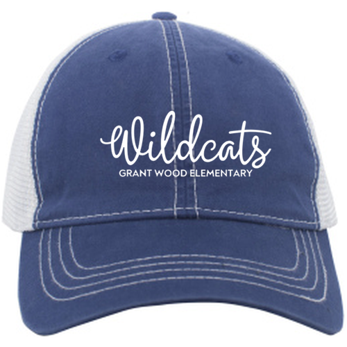 Pacific Headwear Vintage Trucker Mesh Hat -- Royal / White