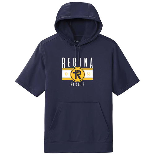 Sport-Tek Sport-Wick Fleece Short Sleeve Hooded Pullover -- Navy