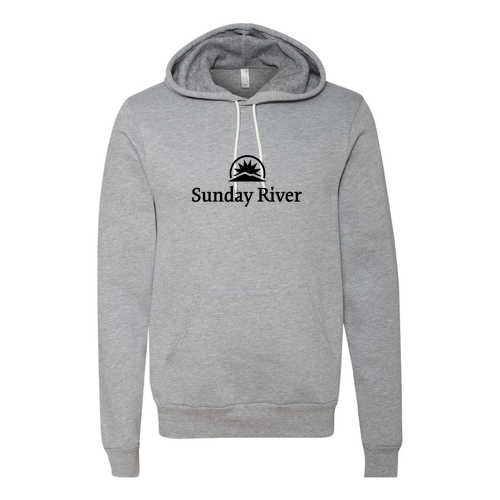 Sunday River Logo 1 Black Ink -- Pullover Hooded Sweatshirt Athletic Heather