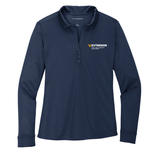 Port Authority Ladies Silk Touch Performance Long Sleeve Polo -- Navy