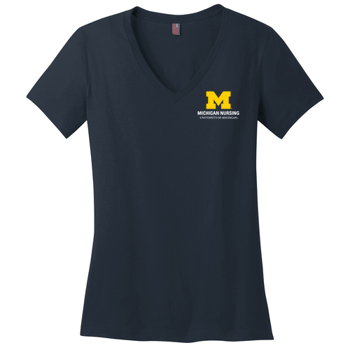 Ladies District Made Soft Perfect Weight V-Neck Tee -- New Navy