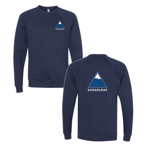 Sugarloaf Logo 2 Blue and White Ink -- Crewneck Sweatshirt Navy