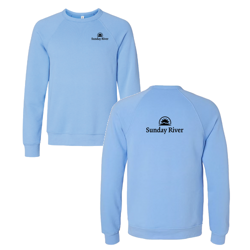 Sunday River Logo 2 Black Ink -- Crewneck Sweatshirt Carolina Blue