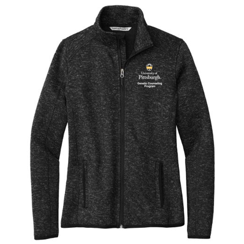 Port Authority Ladies Sweater Fleece Jacket -- Black Heather
