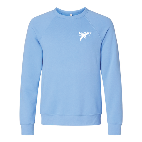 Loon Logo 2 White Ink -- Crewneck Sweatshirt Carolina Blue