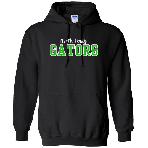 North Perry Gators (Text) -- Gildan Heavy Blend Hooded Sweatshirt -- Black