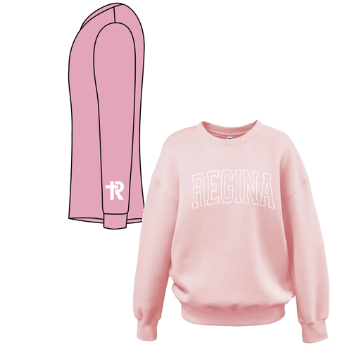 Regina Tonal Arch with Wrist Pennant Womens Oversize Crew -- Pink