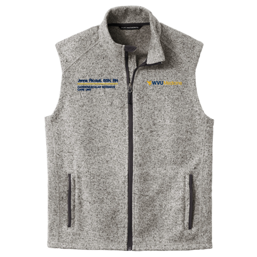 Embroidered Port Authority Sweater Fleece Vest -- Grey Heather