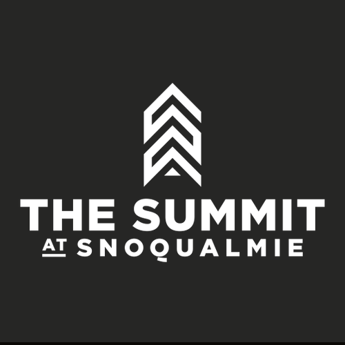 The Summit at Snoqualmie Logo 2 White Ink -- Crewneck Sweatshirt Black