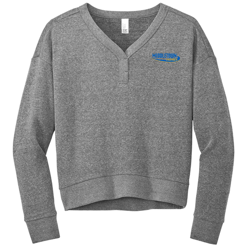 District Women's Perfect Tri Fleece V-Neck Sweatshirt -- Heathered Charcoal