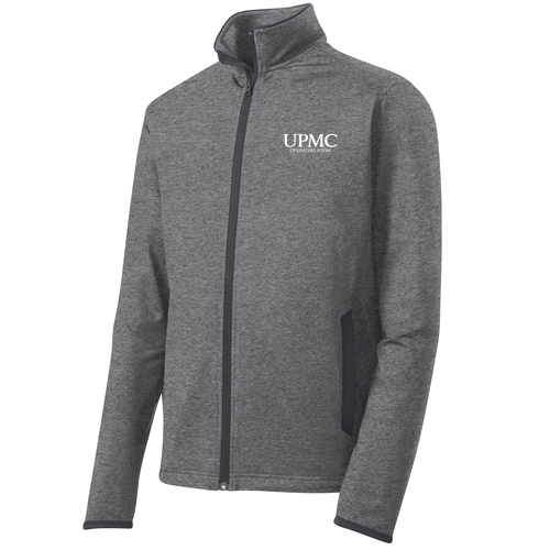 Sport-Tek Sport Wick Stretch Contrast Full Zip Jacket -- Charcoal Grey Heather / Charcoal Grey