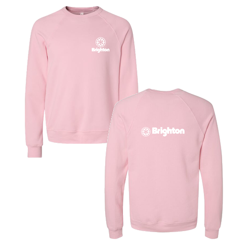 Brighton Logo 2 White Ink -- Crewneck Sweatshirt Pink