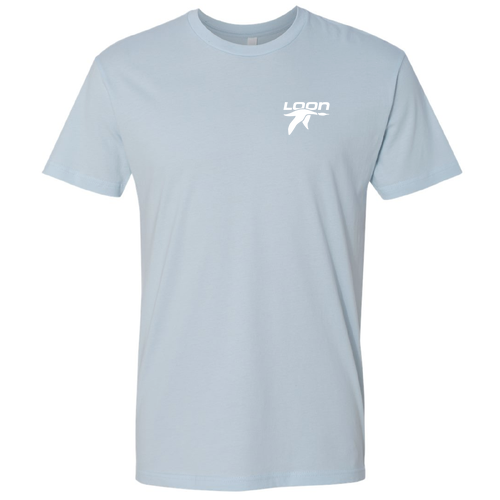 Loon Logo 2 White Ink -- Short Sleeve Light Blue
