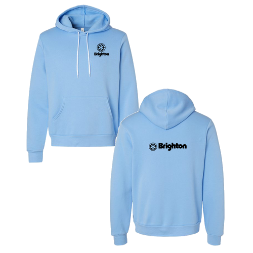 Brighton Logo 2 Black Ink -- Pullover Hooded Sweatshirt Carolina Blue