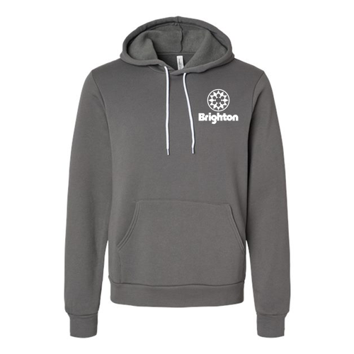Brighton Logo 2 White Ink -- Pullover Hooded Sweatshirt Asphalt