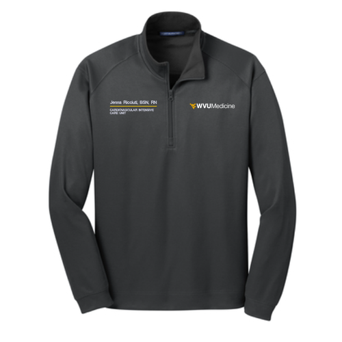 Port Authority Vertical Texture Quarter Zip Pullover -- Iron Grey / Black