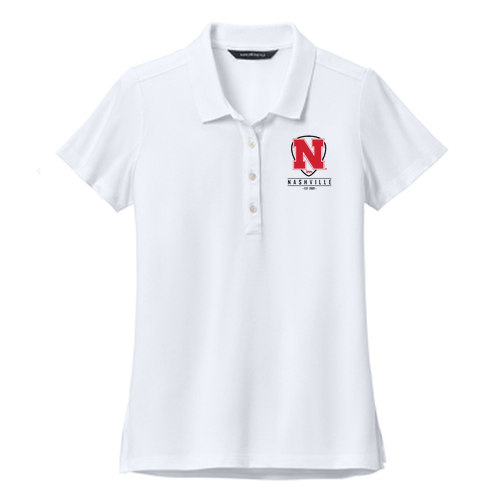 Ladies Mercer+Mettle Stretch Pique Polo Embroidered  -- White