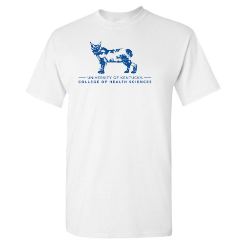 Gildan Heavy Cotton Basic T-Shirt -- White/Blue Ink