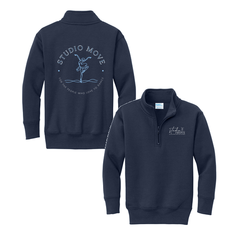 Port & Company Youth Core Fleece 1/4-Zip Pullover Sweatshirt -- Navy