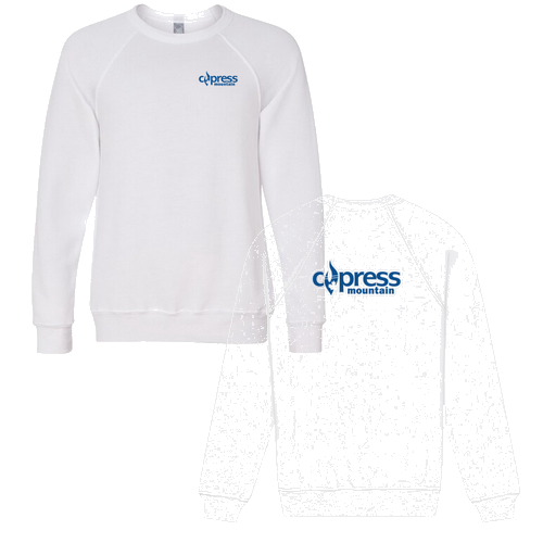 Cypress Mountain Logo 2 Blue Ink -- Crewneck Sweatshirt White