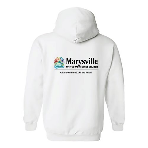 Gildan Heavy Blend Hooded Sweatshirt Front & Back -- White