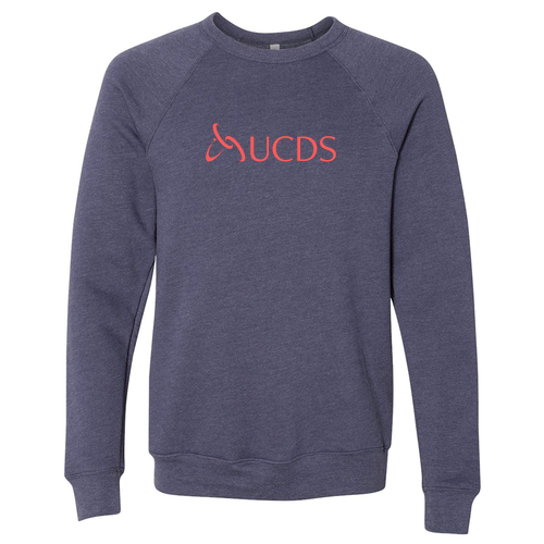 Coral Print Bella Canvas Unisex Sponge Fleece Raglan Sweatshirt -- Heather Navy