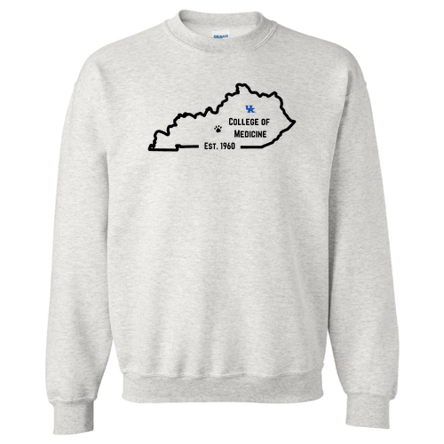 Paw Print Option with Blue Ink Gildan DryBlend Crew Neck Sweatshirt -- Ash