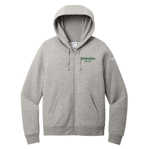 Nike Ladies Club Fleece Sleeve Swoosh Full-Zip Hoodie -- Dark Grey Heather