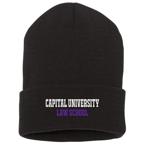 Cap Law Knit Hat with Cuff -- Black