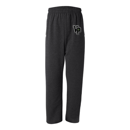Open Bottom Sweatpants with Pockets -- Black Heather
