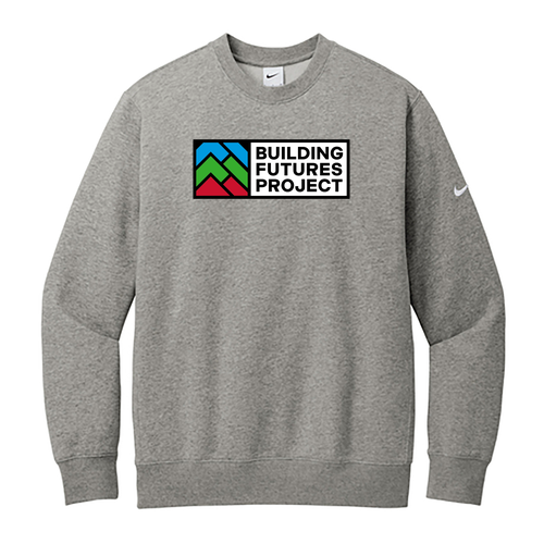 Nike Club Fleece Sleeve Swoosh Crew -- Dark Grey Heather